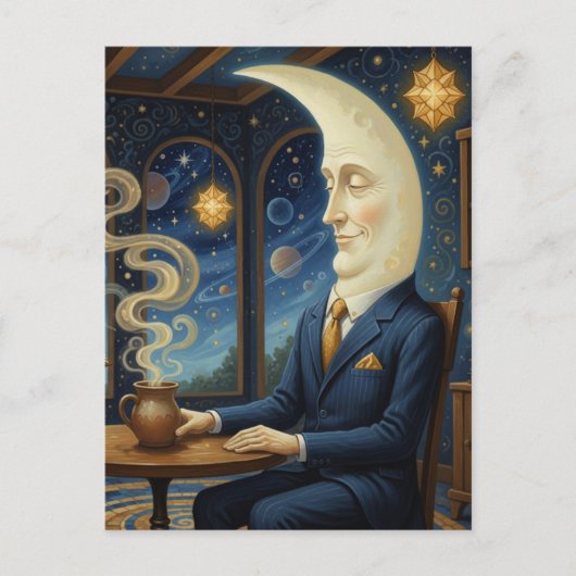 The Moon Goes For a Coffee ポストカード (正面)
