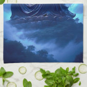 The Moon’s Blessing Over the Celestial Statue キッチンタオル (折り畳み)