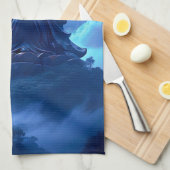 The Moon’s Blessing Over the Celestial Statue キッチンタオル (四つ折り)