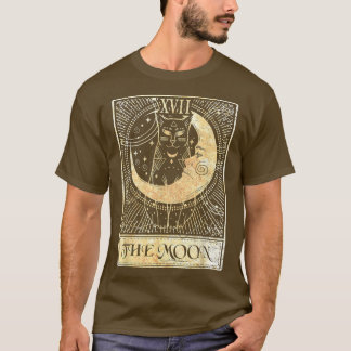The Moon Tarot Card Crescent Cat Night Halloween C Tシャツ
