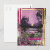The Moonlit Pond Mixed Media Collage ポストカード (正面/裏面)