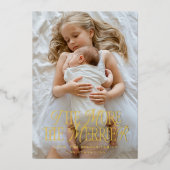 The More The Merrier Holiday Birth Announcement 箔招待状 (正面)