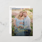 The More The Merrier Pregnancy Announcement Photo 箔シーズンポストカード (正面/裏面)