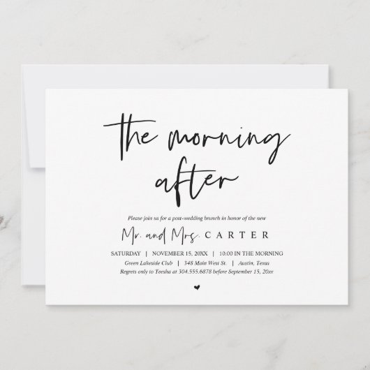 The Morning After，のブランチ結婚をポスト 招待状 (正面)