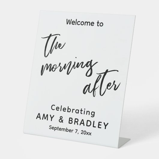 「The Morning After」手書き風フォントでゆるっとおしゃれに 台座サイン (正面)