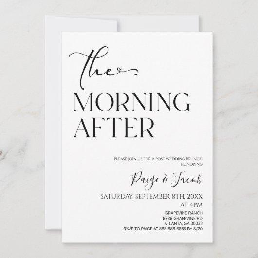 The Morning After Minimalist Post Wedding Brunch 招待状 (正面)