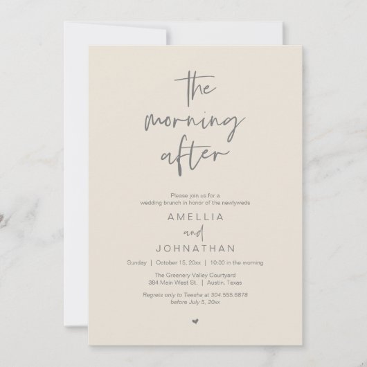The morning after, Modern Post Wedding Brunch 招待状 (正面)