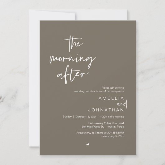 The morning after, Modern Post Wedding Brunch 招待状 (正面)