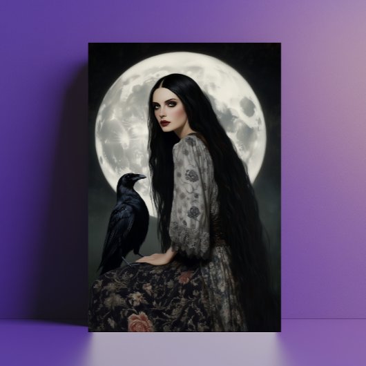 The Morrigan Goddess with Raven Dark Gothic Art  ポストカード