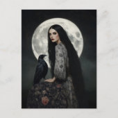 The Morrigan Goddess with Raven Dark Gothic Art  ポストカード (正面)