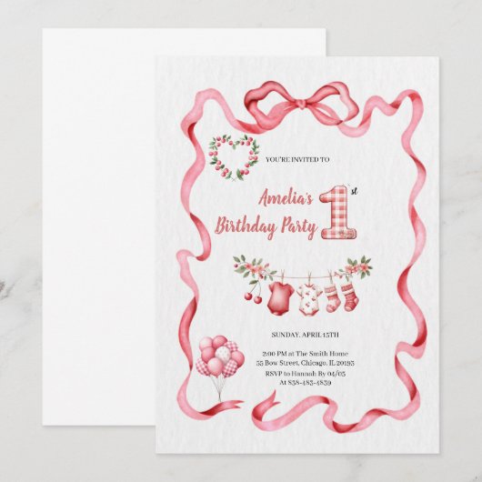 THE MOST CUTE PINK BIRTHDAY PARTY 招待状 (正面/裏面)