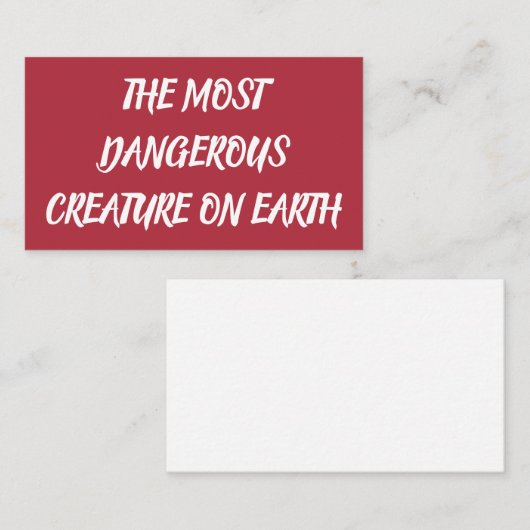 THE MOST DANGEROUS CREATURE ON EARTH 名刺 (正面/裏面)