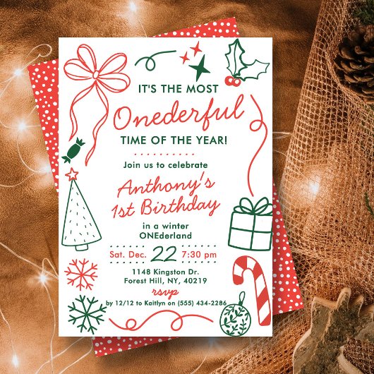 The Most Onederful Time Of The Year 1st Birthday 招待状