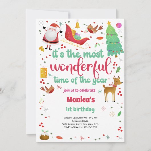 The most wonderful christmas birthday invitation 招待状 (正面)