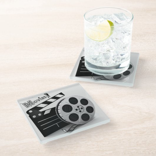 *The Movies* Clapper & Reel Coaster ガラスコースター (アングル)