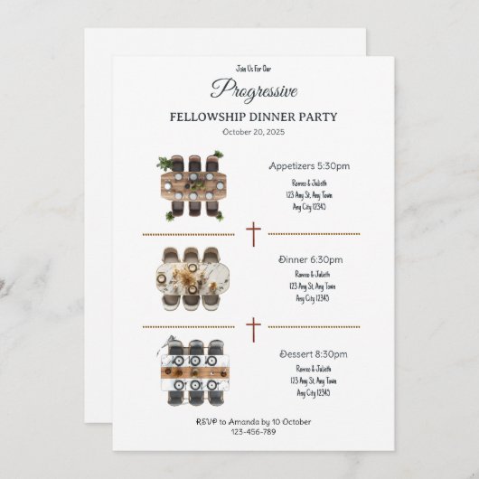 The Moving Feast Progressive Dinner Invitation 招待状 (正面/裏面)