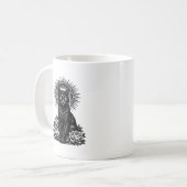 The Mystic Feline - Third Eye Cat Woodcut コーヒーマグカップ (正面左)