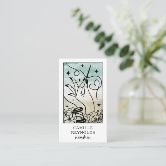 The Mystical Seamstress Tailor Tarot Business Card 名刺 (スタンド正面)