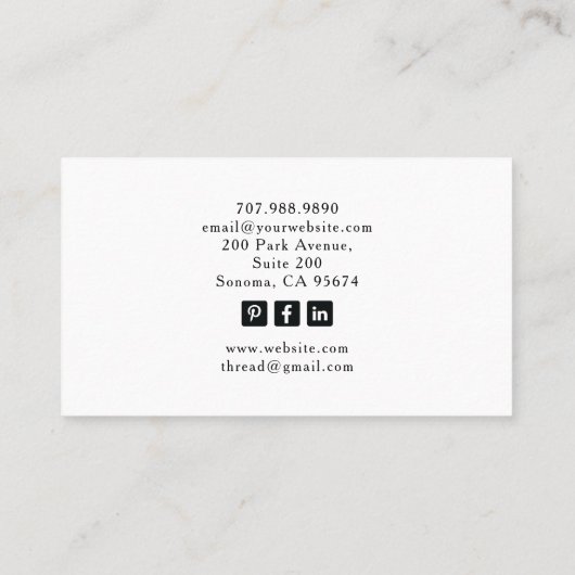 The Mystical Seamstress Tailor Tarot Business Card 名刺 (裏面)