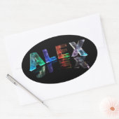 The Name Alex in Lights 楕円形シール (封筒)