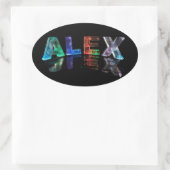 The Name Alex in Lights 楕円形シール (バッグ)