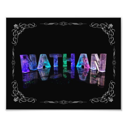 The Name Nathan - Name in Lights (Photograph) フォトプリント (正面)