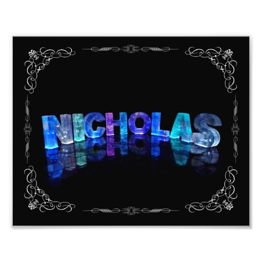 The Name Nicholas - Name in Lights (Photograph) フォトプリント (正面)
