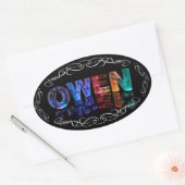 The Name Owen - Name in Lights (Photograph) 楕円形シール (封筒)