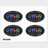 The Name Owen - Name in Lights (Photograph) 楕円形シール (シート)