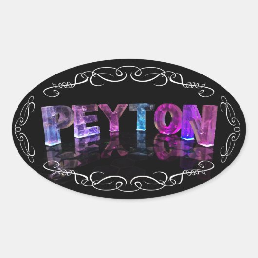 The Name Peyton - Name in Lights (Photograph) 楕円形シール (正面)