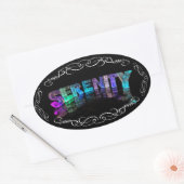 The Name Serenity - Name in Lights (Photograph) 楕円形シール (封筒)