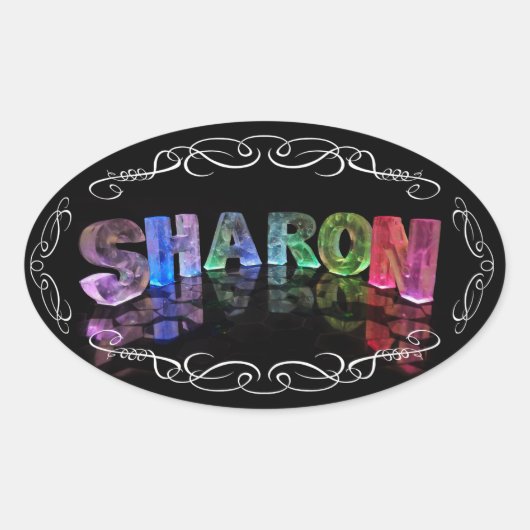 The Name Sharon - Name in Lights (Photograph) 楕円形シール (正面)