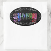 The Name Sharon - Name in Lights (Photograph) 楕円形シール (バッグ)