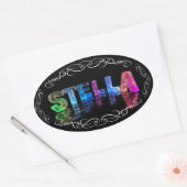 The Name Stella - Name in Lights (Photograph) 楕円形シール (封筒)