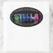 The Name Stella - Name in Lights (Photograph) 楕円形シール (バッグ)