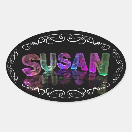 The Name Susan - Name in Lights (Photograph) 楕円形シール (正面)