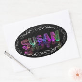The Name Susan - Name in Lights (Photograph) 楕円形シール (封筒)