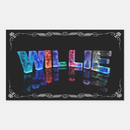 The Name Willie - Name in Lights (Photograph) 長方形シール (正面)