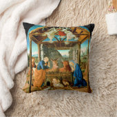 The Nativity, famous painting by Sandro Botticelli クッション (ブランケット)