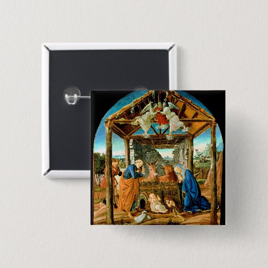 The Nativity, famous painting by Sandro Botticelli 缶バッジ (正面&裏面)