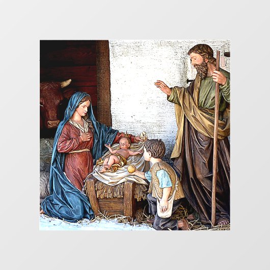 THE NATIVITY: MARY, JOSEPH, JESUS AND SHEPHERD BOY ウィンドウサイン (シート)