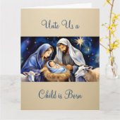 The Nativity of Baby Jesus Christmas Greetings カード (黄色い花)