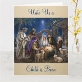 The Nativity of Baby Jesus Christmas Greetings カード (黄色い花)