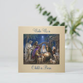 The Nativity of Baby Jesus Christmas Greetings カード (スタンド正面)