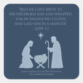 The Nativity Sticker – Birth of Jesus Manger Scene スクエアシール