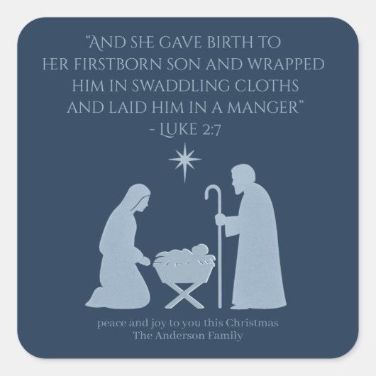 The Nativity Sticker – Birth of Jesus Manger Scene スクエアシール (正面)