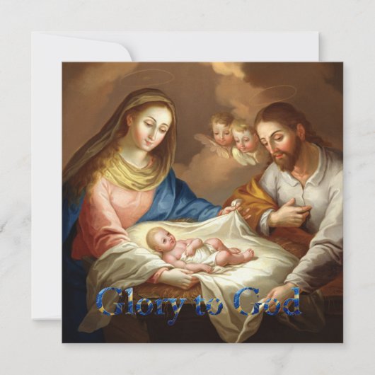 The Nativity with Mary, Joseph and baby Jesus  シーズンカード (正面)