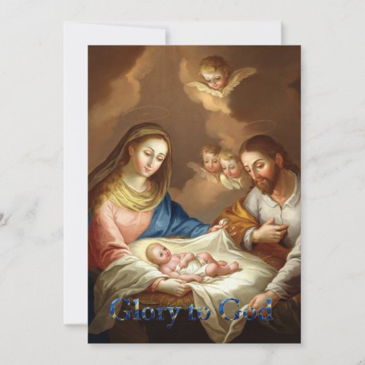 The Nativity with Mary, Joseph and baby Jesus シーズンカード (正面)
