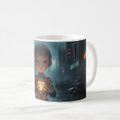 The Neon Refugee Girl: Sci Fi, Cyberpunk Mug コーヒーマグカップ (正面右)