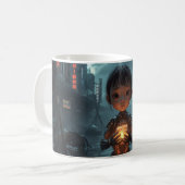  The Neon Refugee Girl: Sci Fi, Cyberpunk Mug コーヒーマグカップ (正面左)